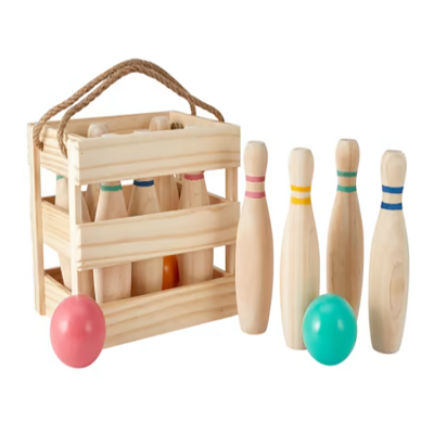 Custom Wooden Lawn Bowling Game Skittle Ball for Kids Play Set
