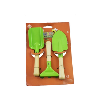 Garden Tool Set of 3 with Shovel Rake Trowel Kids Toys