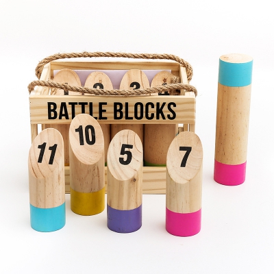 Viking Kubb Game Set Outdoor Wooden Skittle Kubb Game
