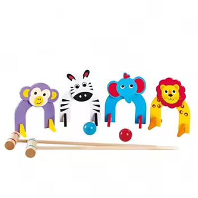 Wooden Clown Croquet Set Outdoor Family Game Garden Yard Wooden Croquet Set
