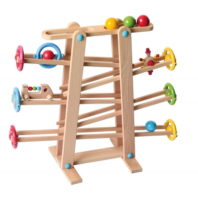 Wooden Crazy Speed Roller Coaster Track Toy Speed Racing Slide Ball Rolling Game